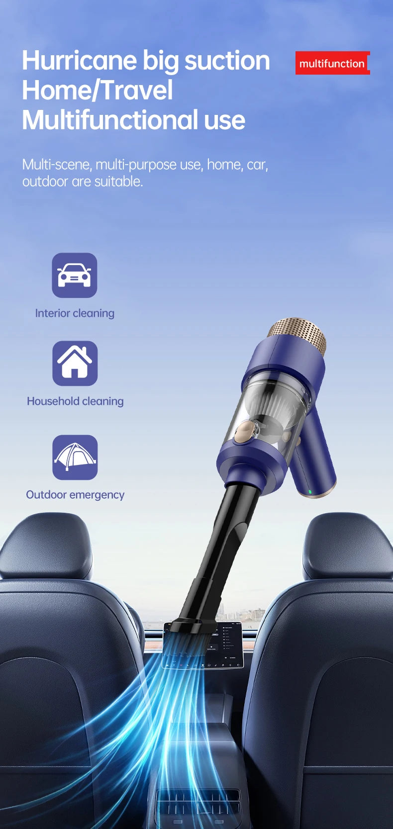 JMT-989194 3-in-1 Wireless Handheld Vacuum Cleaner with Strong Suction and Air Duster - 18-Minute Runtime, Ideal for Car and Desktop Cleaning