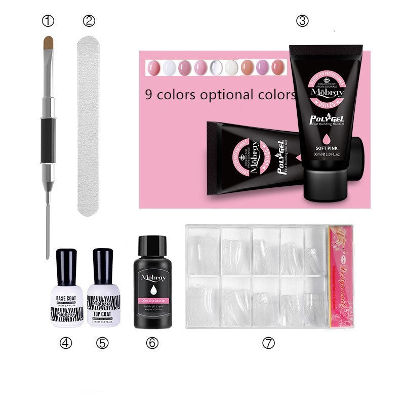 JMT-989194 Nail Extension Gel Kit with Mouse Lamp, Primer, Sealing Layer, and Cleaning Solution - Multiple Colors Available