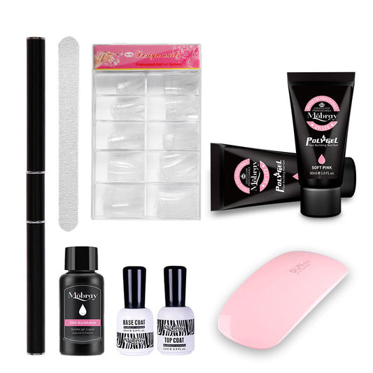JMT-989194 Nail Extension Gel Kit with Mouse Lamp, Primer, Sealing Layer, and Cleaning Solution - Multiple Colors Available