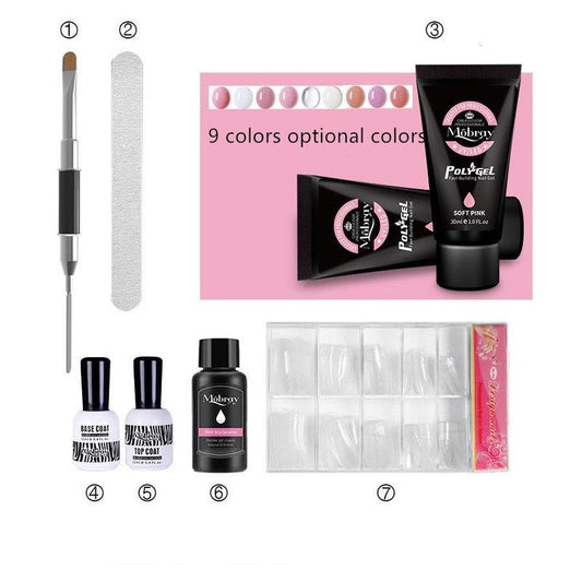 JMT-989194 Nail Extension Gel Kit with Mouse Lamp, Primer, Sealing Layer, and Cleaning Solution - Multiple Colors Available
