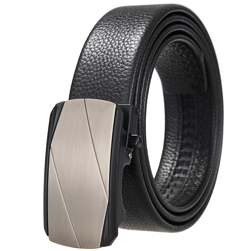 JMT-989642 Genuine Leather Men's and Women's Belt with Classic Buckle, Model LY36-00005-2
