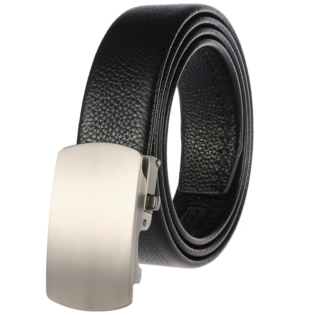 JMT-989642 Genuine Leather Men's and Women's Belt with Classic Buckle, Model LY36-00005-2