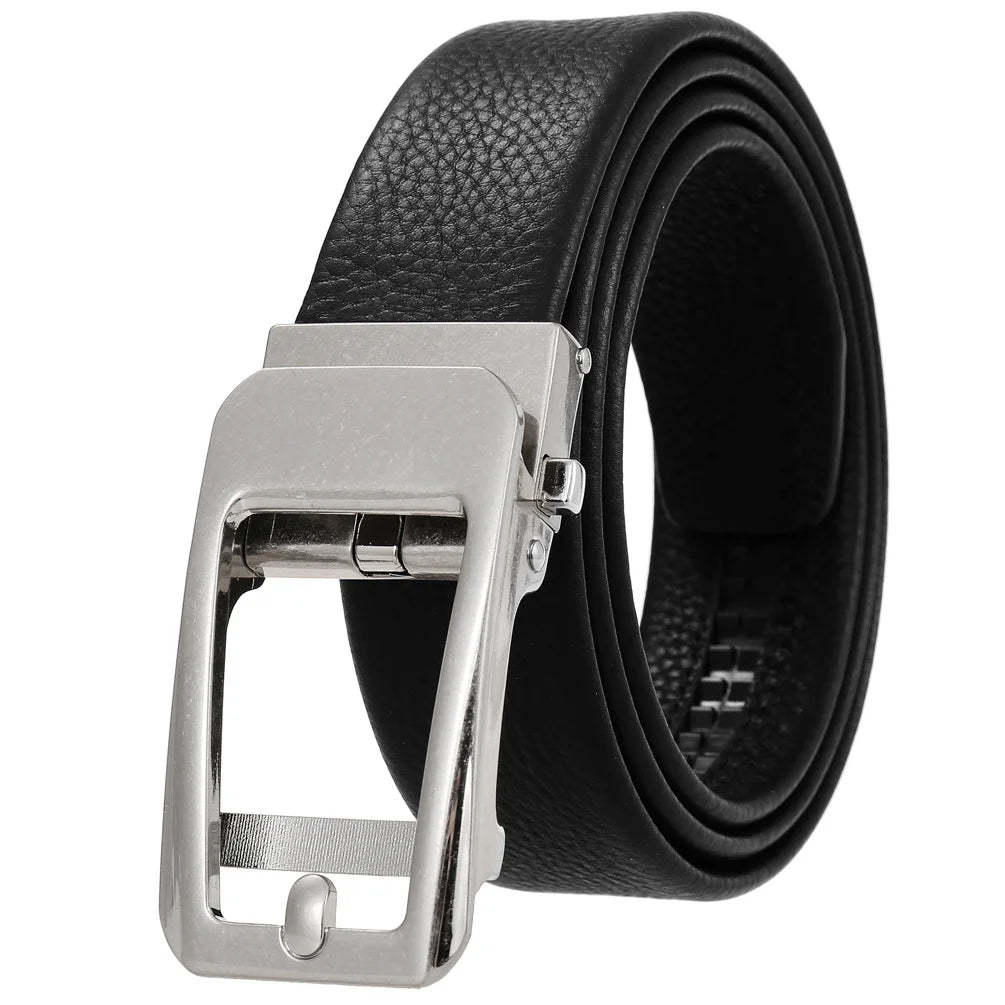 JMT-989642 Genuine Leather Men's and Women's Belt with Classic Buckle, Model LY36-00005-2