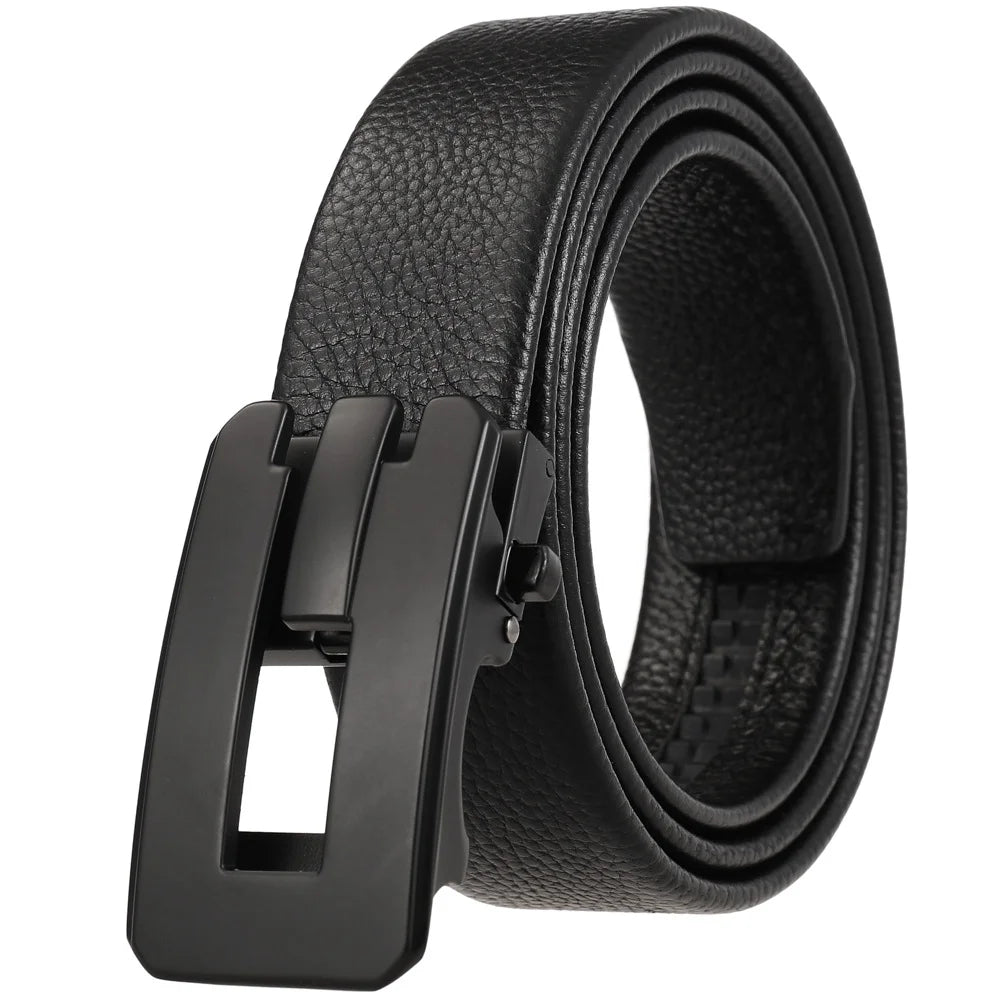 JMT-989642 Genuine Leather Men's and Women's Belt with Classic Buckle, Model LY36-00005-2