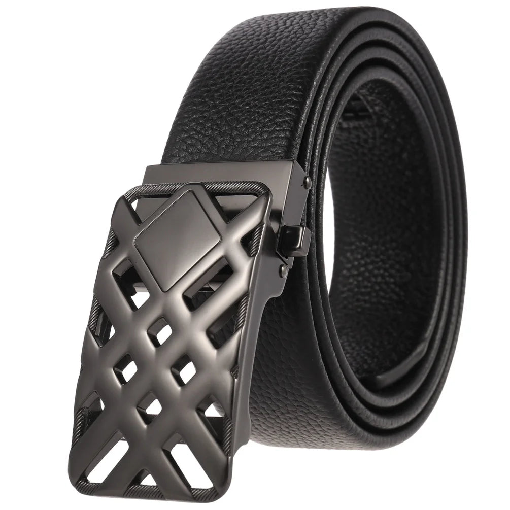 JMT-989642 Genuine Leather Men's and Women's Belt with Classic Buckle, Model LY36-00005-2