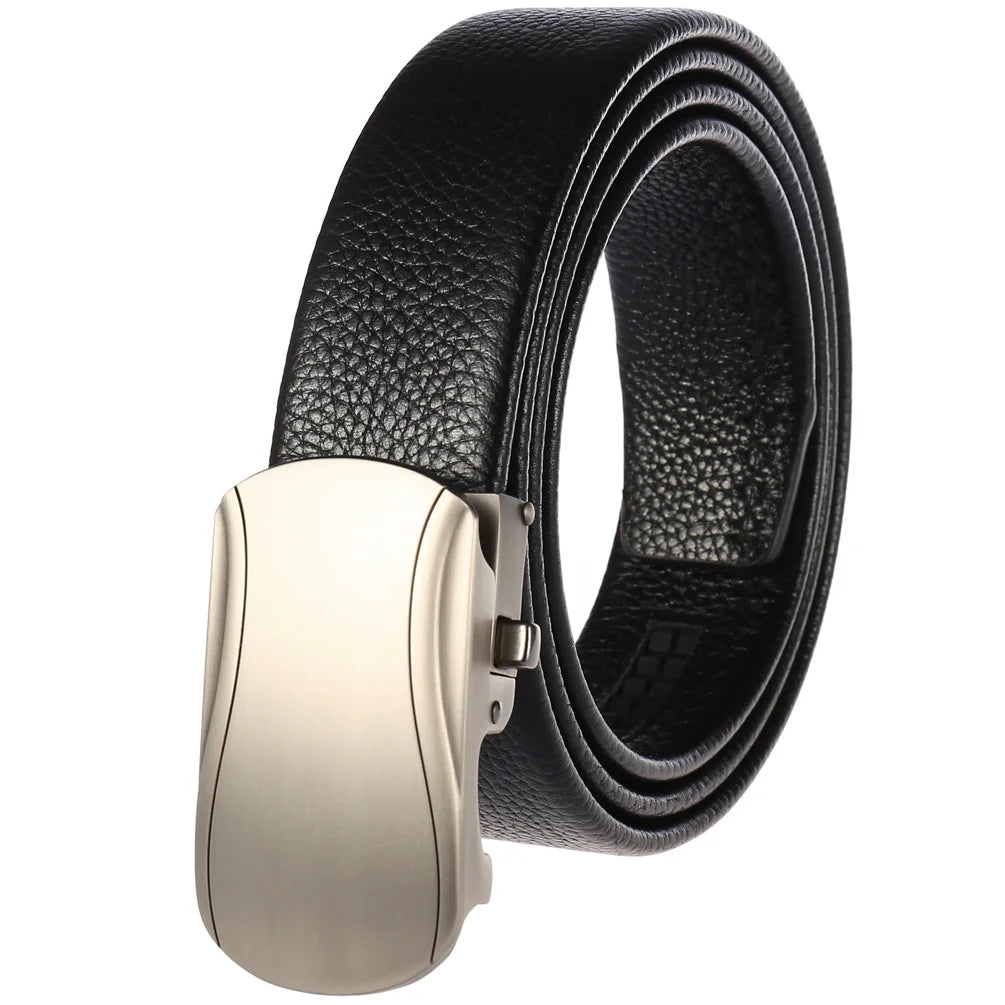 JMT-989642 Genuine Leather Men's and Women's Belt with Classic Buckle, Model LY36-00005-2