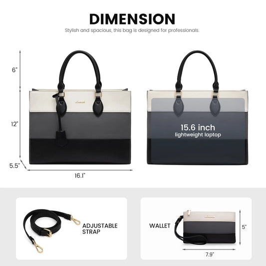 JMT-989706 Customizable 15.6-17 Inch Laptop Shoulder Tote Bag for Women - Professional Office Briefcase Handbag