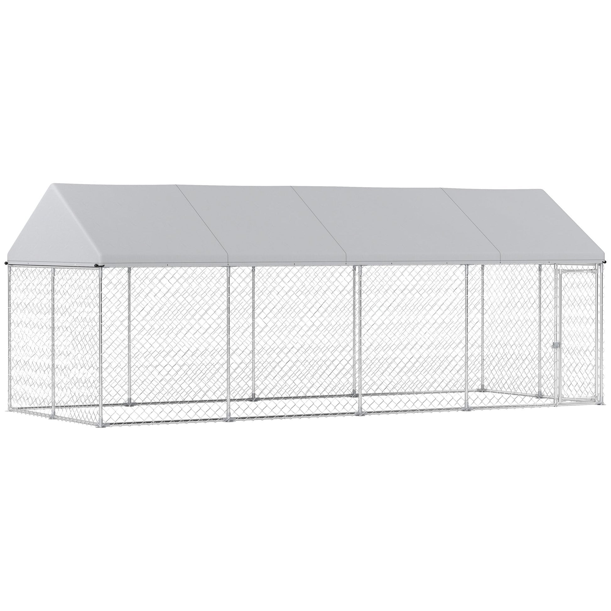 JMT-989898 Heavy Duty Outdoor Dog Kennel with Waterproof Roof, Secure Latch, and Chain Link Dog Run for Large Dogs