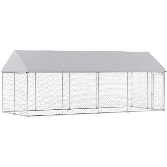 JMT-989898 Heavy Duty Outdoor Dog Kennel with Waterproof Roof, Secure Latch, and Chain Link Dog Run for Large Dogs