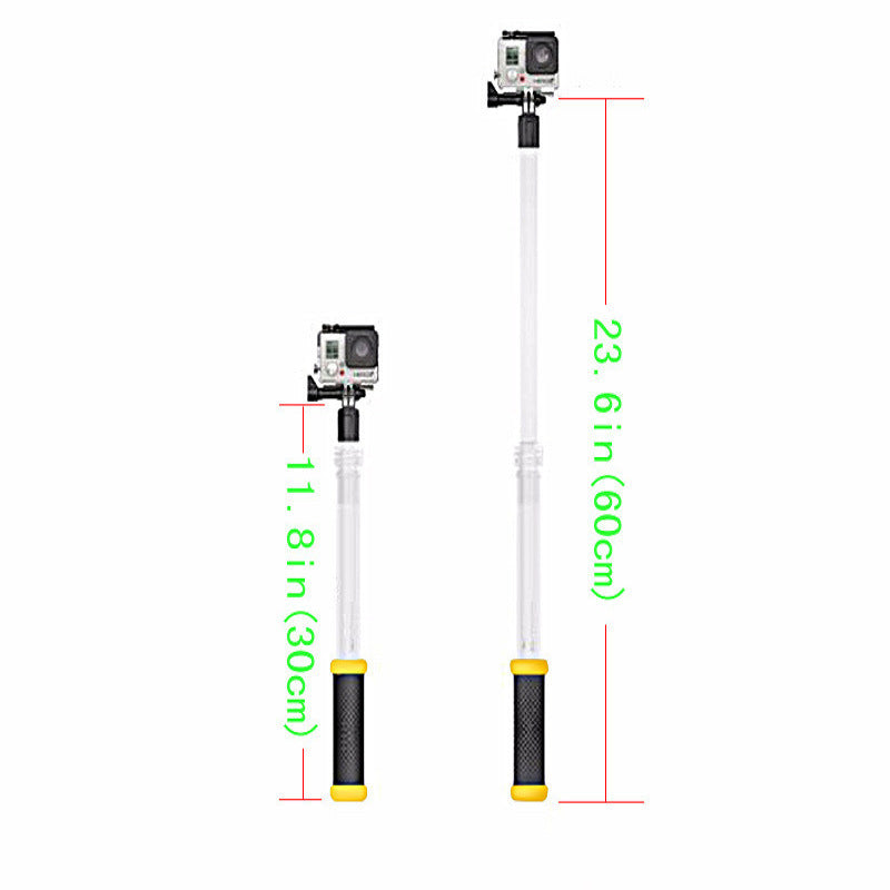 JMT-989898 Telescopic Transparent Selfie Stick for GoPro with Diving Buoyancy Rod