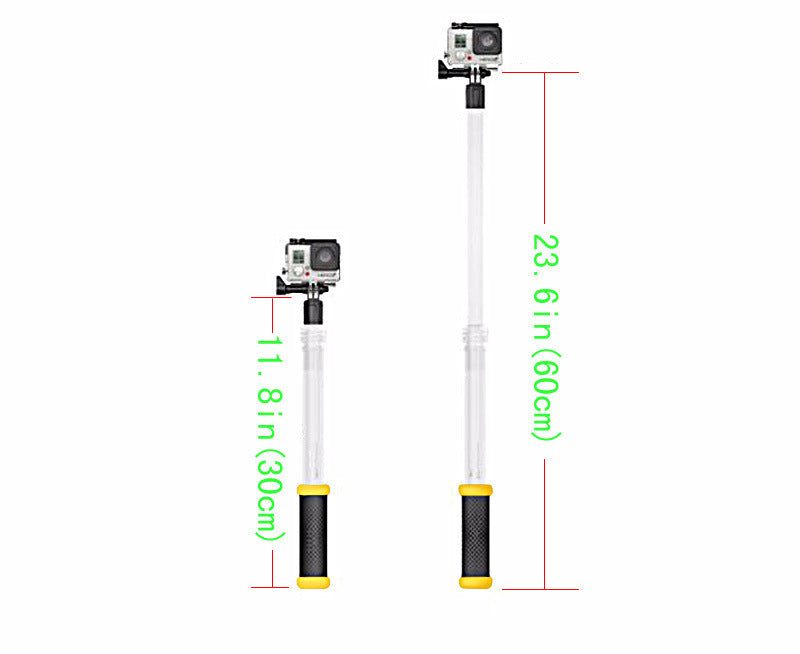 JMT-989898 Telescopic Transparent Selfie Stick for GoPro with Diving Buoyancy Rod