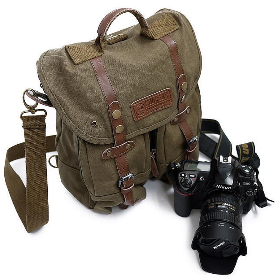 JMT-990218 Casual Brown Canvas SLR Camera Shoulder Bag