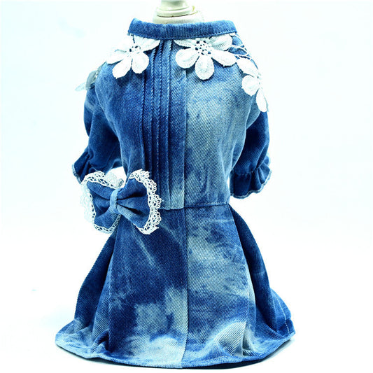 JMT-990666 Breathtakingly Thin Breathable Denim Pet Skirt for Female Dogs
