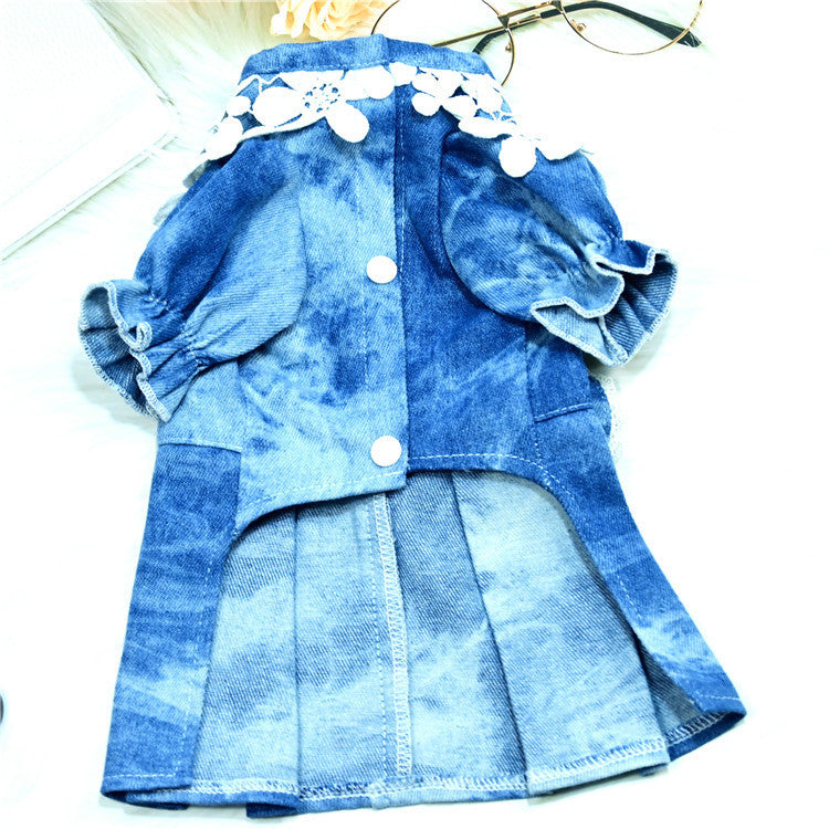 JMT-990666 Breathtakingly Thin Breathable Denim Pet Skirt for Female Dogs