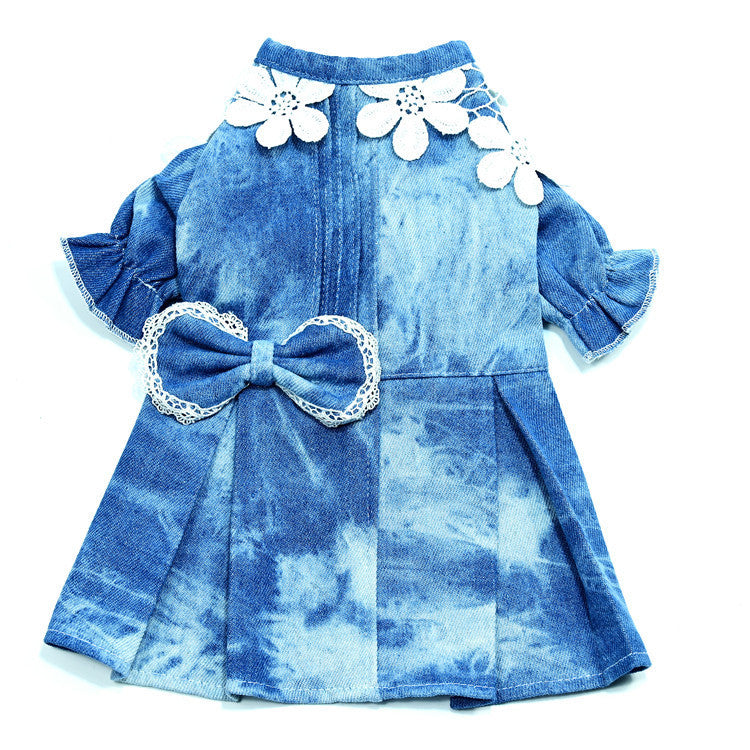 JMT-990666 Breathtakingly Thin Breathable Denim Pet Skirt for Female Dogs
