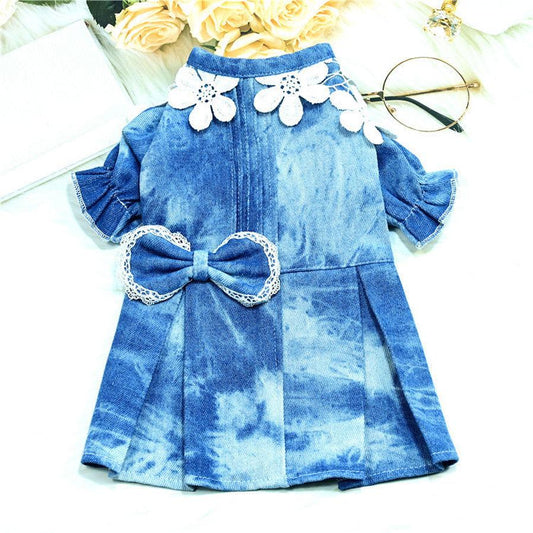 JMT-990666 Breathtakingly Thin Breathable Denim Pet Skirt for Female Dogs