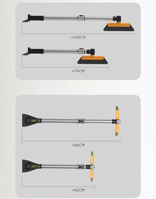JMT-990666 Multi-functional Winter Snow Shovel with 360° Rotating Brush and Detachable Ice Scraper for Vehicle Use