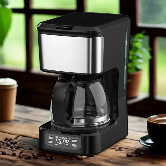 JMT-990858 6-Cup Coffee Machine with Clear Water Lever and Non-Stick Warm Plate