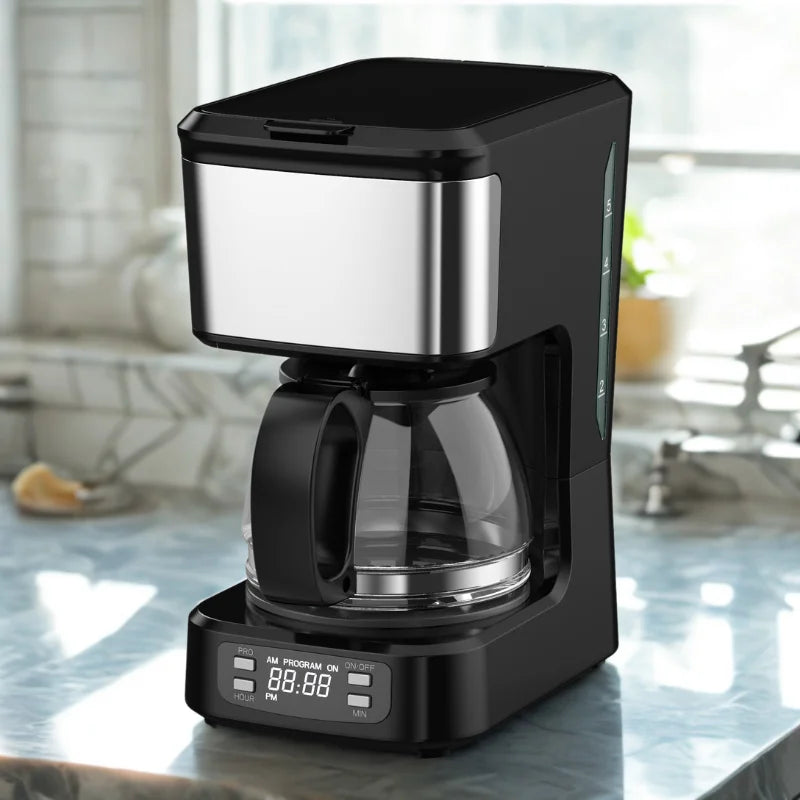 JMT-990858 6-Cup Coffee Machine with Clear Water Lever and Non-Stick Warm Plate