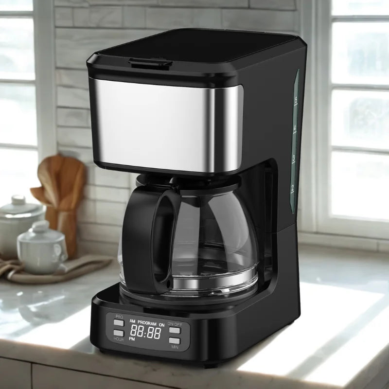 JMT-990858 6-Cup Coffee Machine with Clear Water Lever and Non-Stick Warm Plate