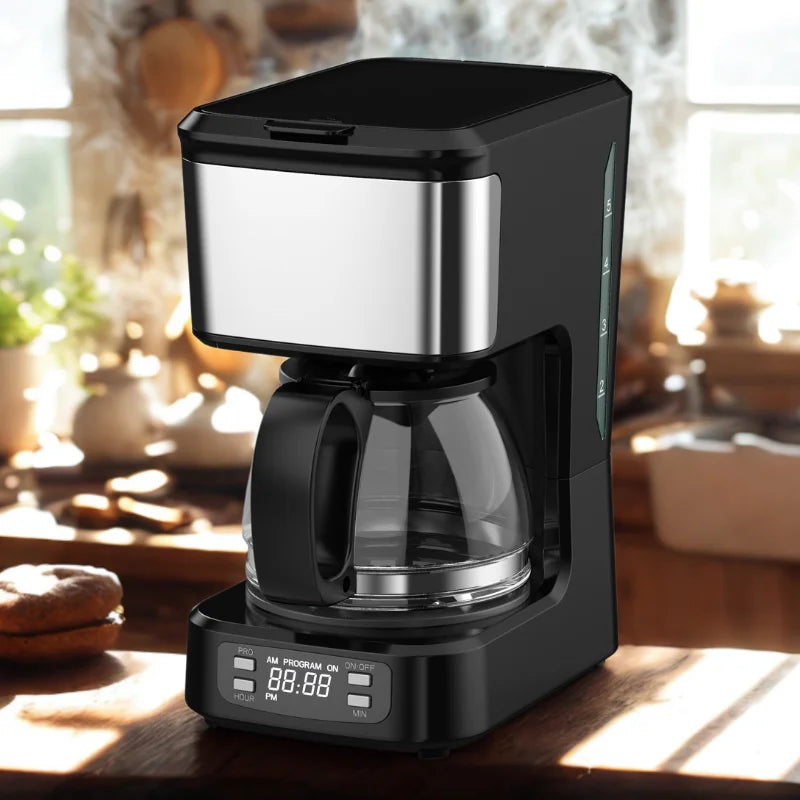 JMT-990858 6-Cup Coffee Machine with Clear Water Lever and Non-Stick Warm Plate