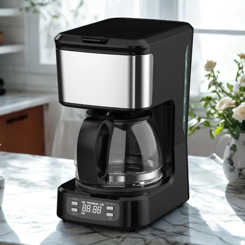 JMT-990858 6-Cup Coffee Machine with Clear Water Lever and Non-Stick Warm Plate