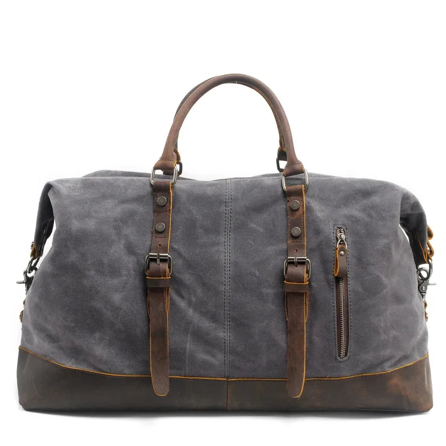 JMT-991434 Classic Batik Canvas and Leather Travel Tote Bag for Men – Large Capacity Weekend Luggage Bag