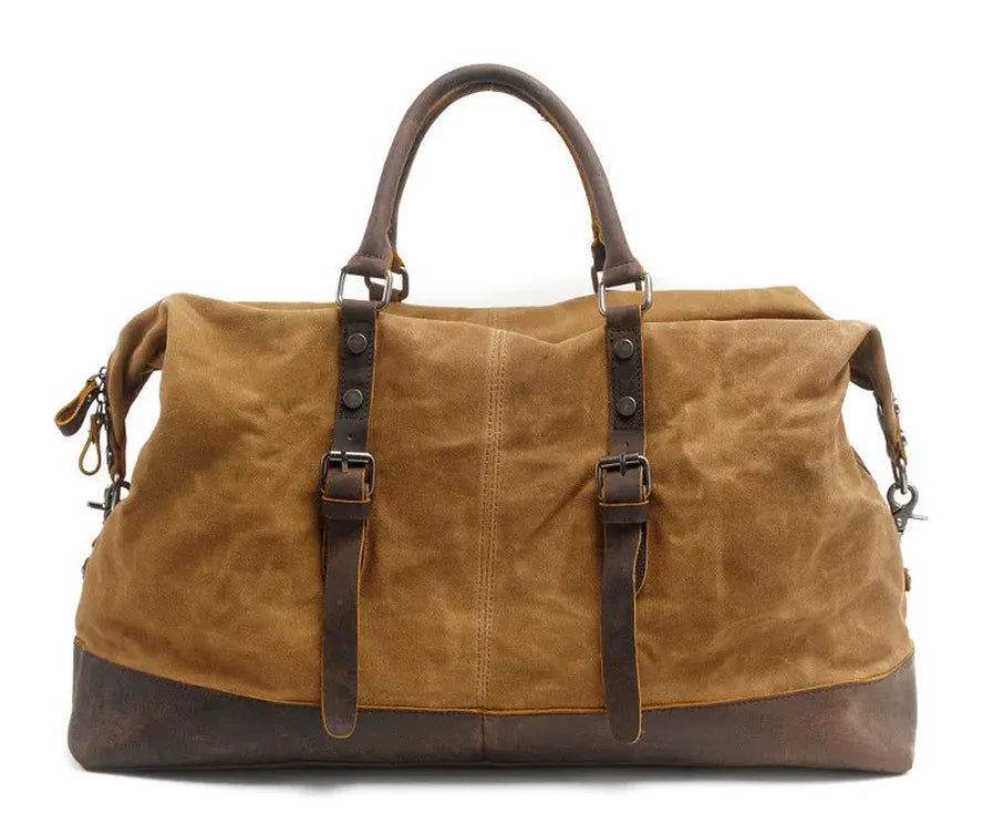 JMT-991434 Classic Batik Canvas and Leather Travel Tote Bag for Men – Large Capacity Weekend Luggage Bag