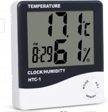 JMT-991690 Digital Temperature and Humidity Monitor with Clock and Alarm Function, LCD Display, Model HTC-1/HTC-2