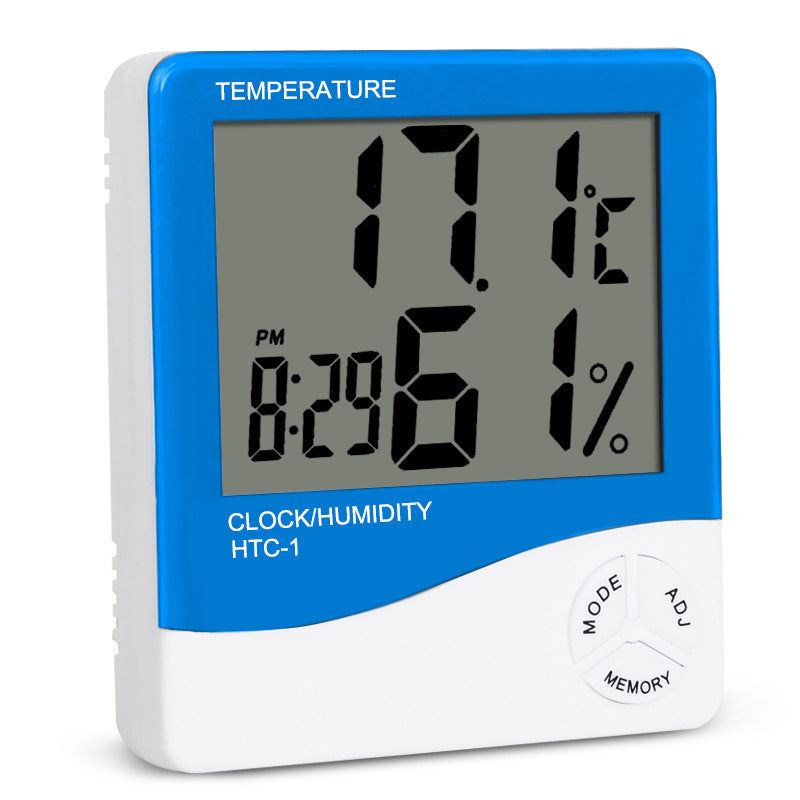 JMT-991690 Digital Temperature and Humidity Monitor with Clock and Alarm Function, LCD Display, Model HTC-1/HTC-2