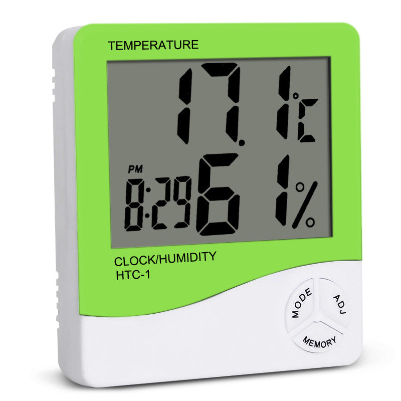 JMT-991690 Digital Temperature and Humidity Monitor with Clock and Alarm Function, LCD Display, Model HTC-1/HTC-2