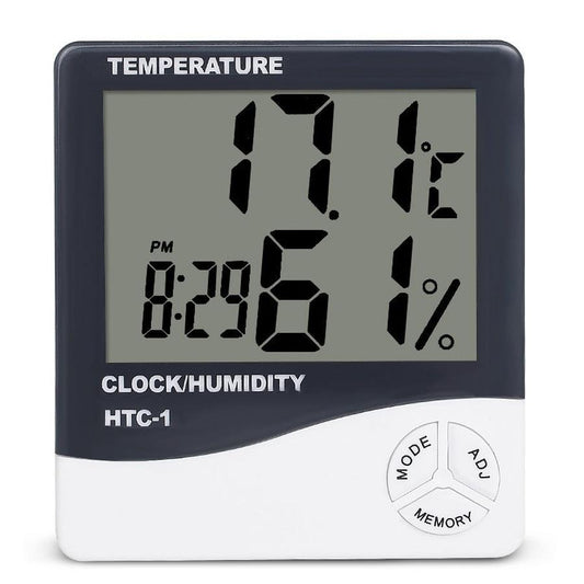 JMT-991690 Digital Temperature and Humidity Monitor with Clock and Alarm Function, LCD Display, Model HTC-1/HTC-2