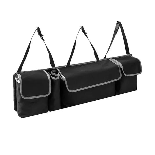 JMT-991818 Foldable Polyester Car Back Seat Storage Organizer - Black Trunk Storage Bag for Efficient Vehicle Storage