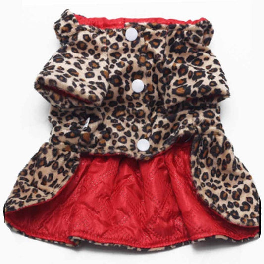 JMT-991818 Leopard Print Double-sided Cotton Dress for Pets - Casual Warm Skirt