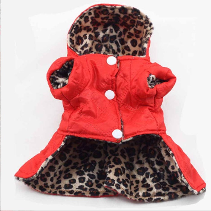 JMT-991818 Leopard Print Double-sided Cotton Dress for Pets - Casual Warm Skirt