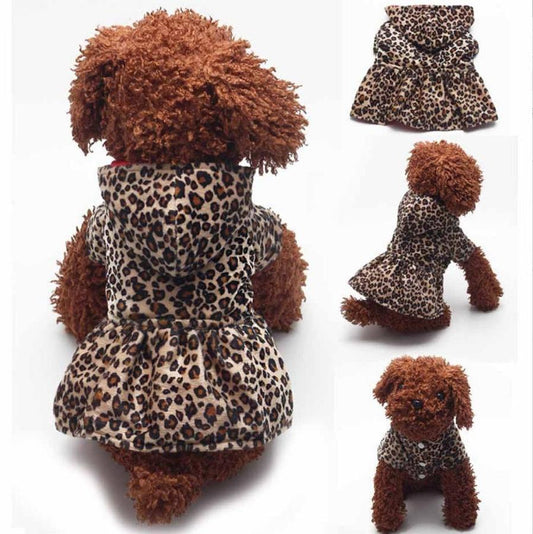 JMT-991818 Leopard Print Double-sided Cotton Dress for Pets - Casual Warm Skirt