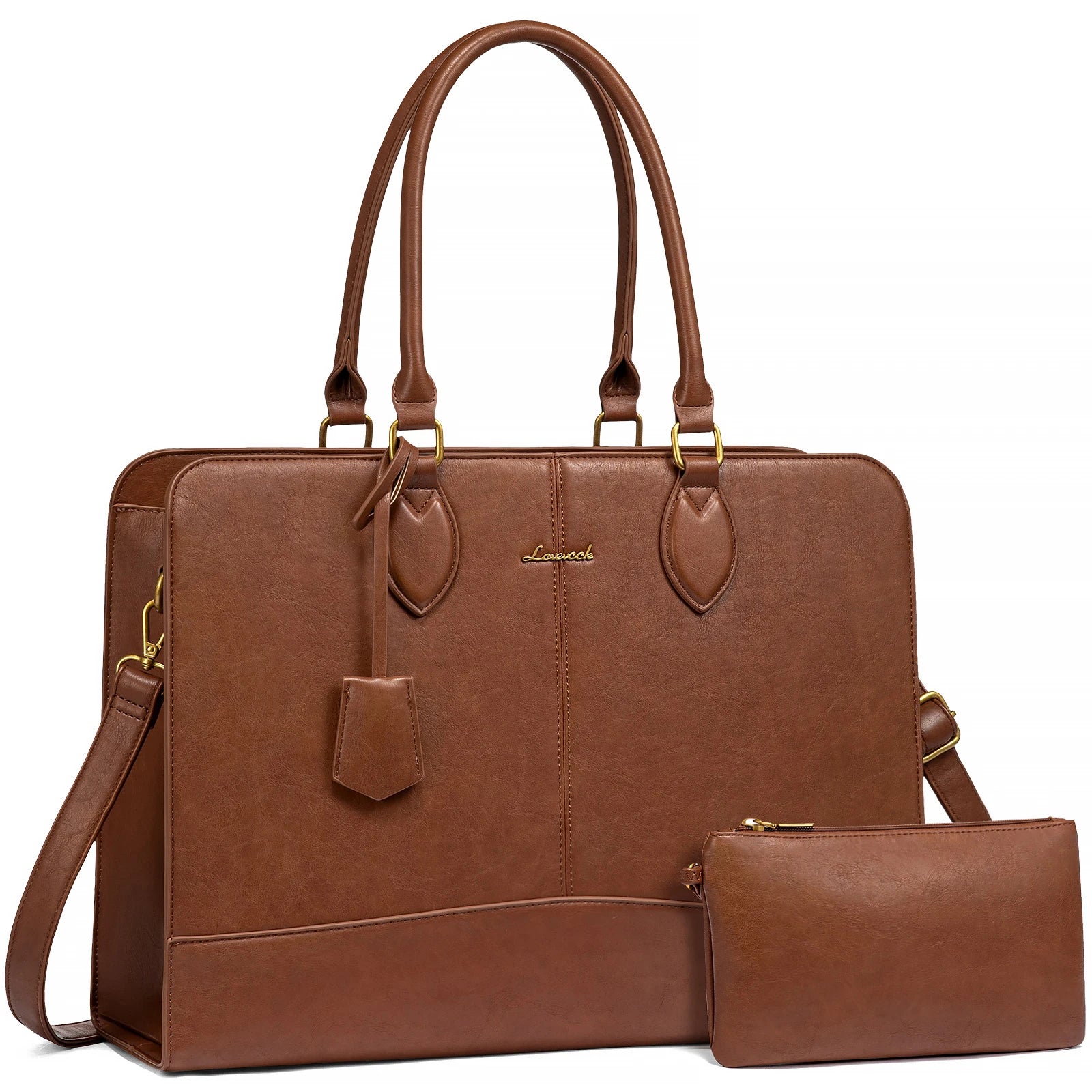 JMT-992010 Large Waterproof Leather Laptop Tote Bag for Women - Fits 15.6-17 Inch Laptops, Ideal for Business and Office Use