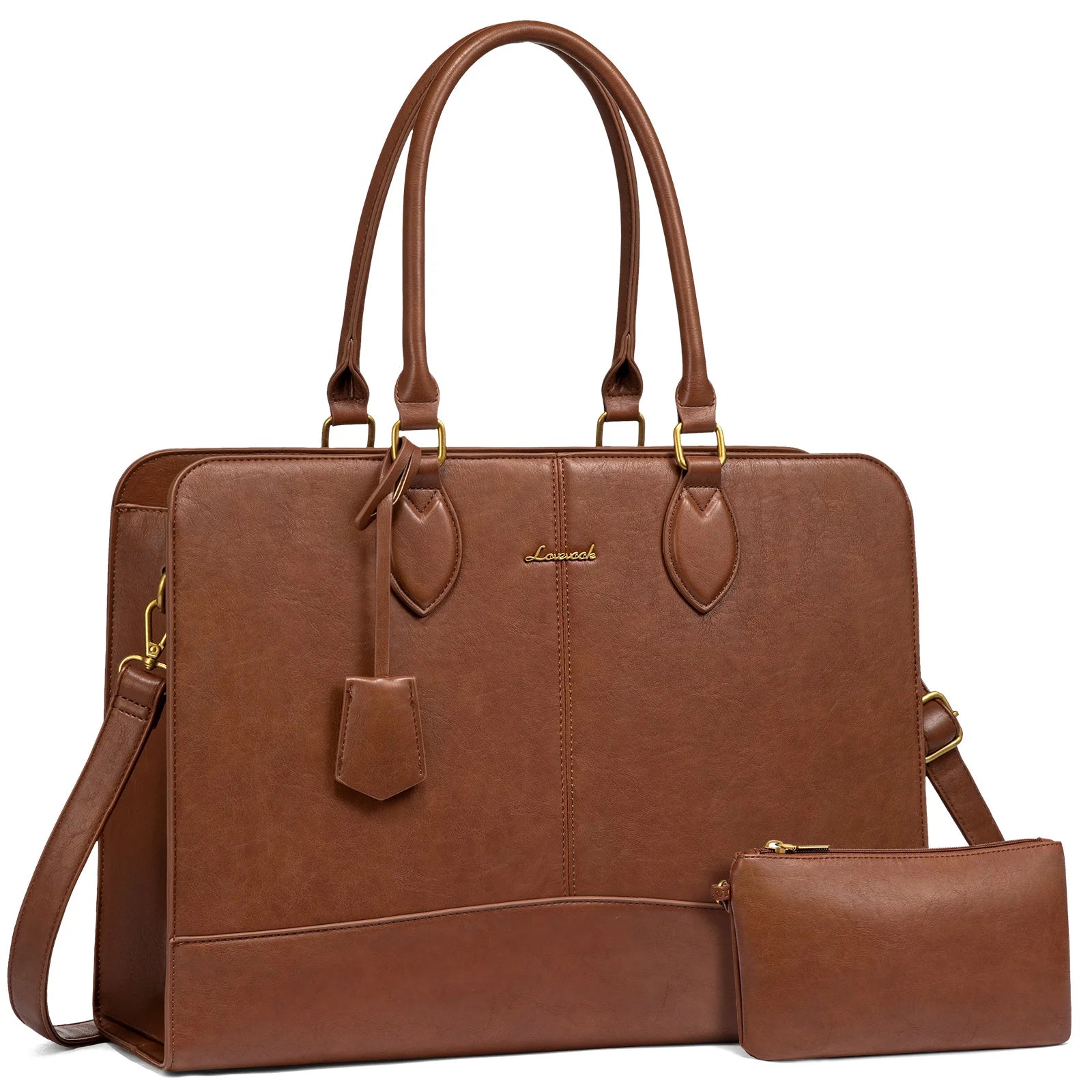 JMT-992010 Large Waterproof Leather Laptop Tote Bag for Women - Fits 15.6-17 Inch Laptops, Ideal for Business and Office Use