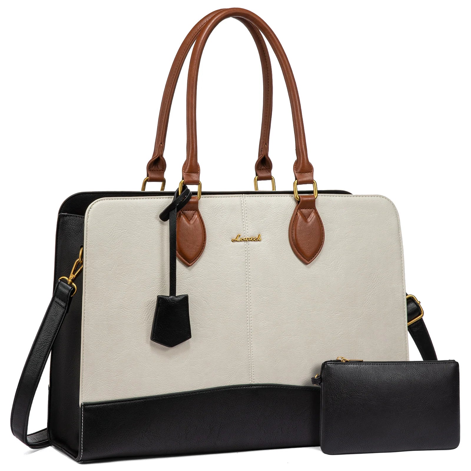 JMT-992010 Large Waterproof Leather Laptop Tote Bag for Women - Fits 15.6-17 Inch Laptops, Ideal for Business and Office Use