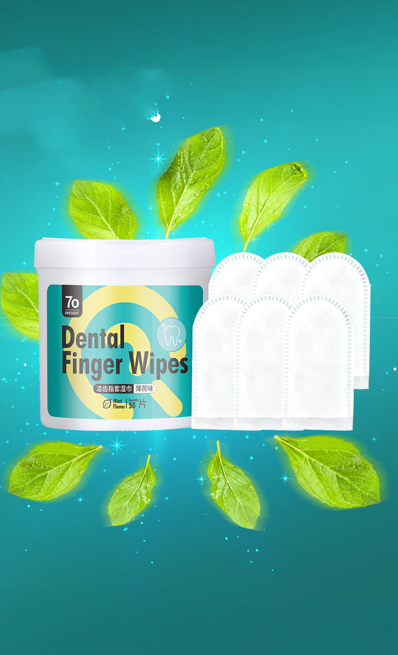 JMT-992266 Pet Dental Care Finger Covers for Cats and Dogs - Fresh Breath and Gum Health (50 Count)