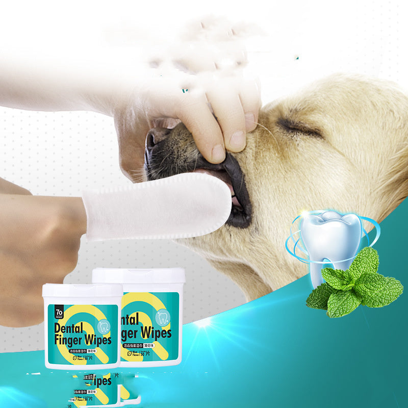 JMT-992266 Pet Dental Care Finger Covers for Cats and Dogs - Fresh Breath and Gum Health (50 Count)