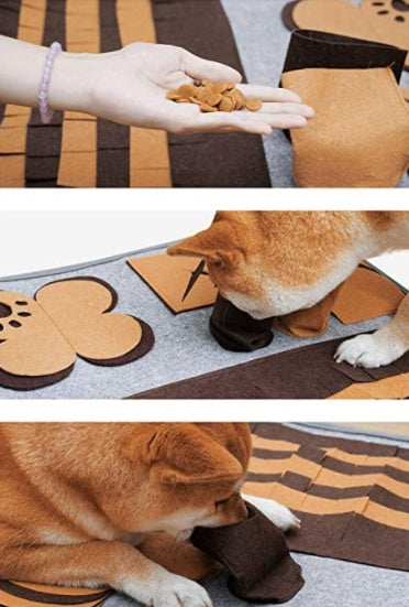 JMT-992330 Felt Cloth Pet Food Storage Container with Non-Slip Base and Dog Training Mat Features