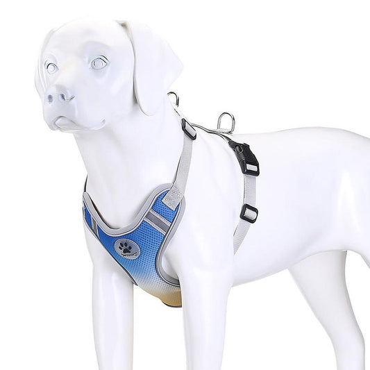 JMT-992522 Gradient Color Reflective Dog Chest and Back Strap - Adjustable Polyester Harness for Comfort and Safety