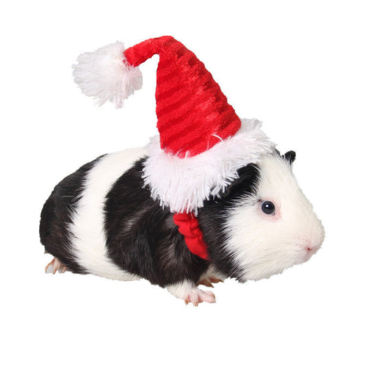 JMT-992650 Flannel Christmas Pet Hat for Small Animals - Adjustable Red Santa Hat, Suitable for Kittens, Puppies, Rabbits, and More