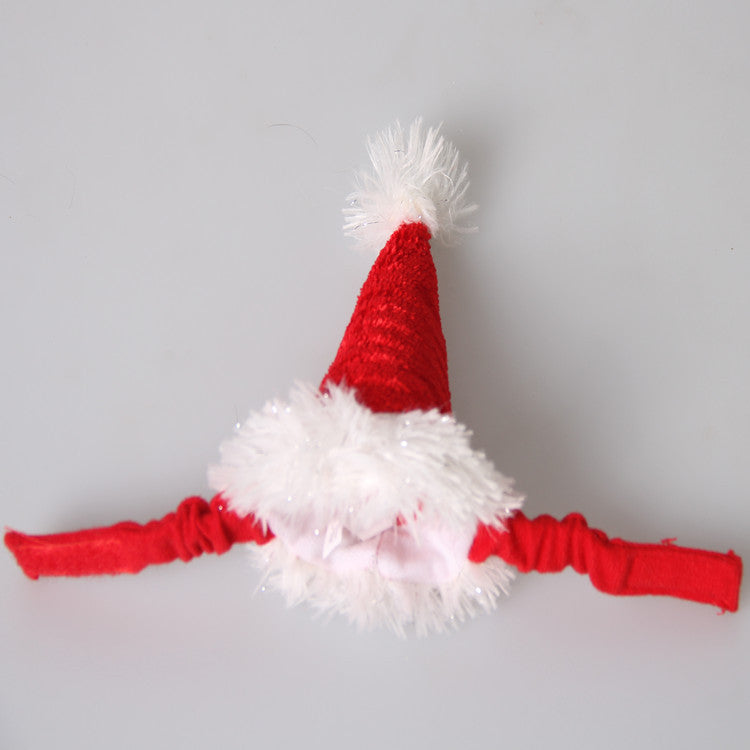 JMT-992650 Flannel Christmas Pet Hat for Small Animals - Adjustable Red Santa Hat, Suitable for Kittens, Puppies, Rabbits, and More