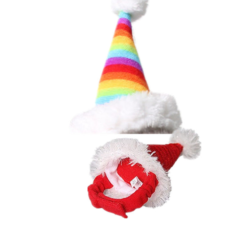 JMT-992650 Flannel Christmas Pet Hat for Small Animals - Adjustable Red Santa Hat, Suitable for Kittens, Puppies, Rabbits, and More