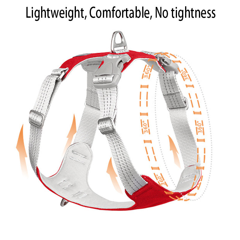 JMT-993674 Breathable Reflective Pet Chest Harness with Adjustable Traction Rope