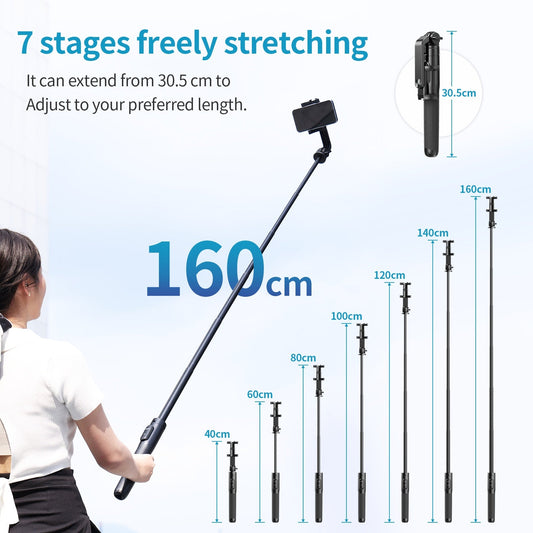 JMT-993866 10M Wireless Selfie Stick Tripod with Bluetooth Remote Control for Smartphones