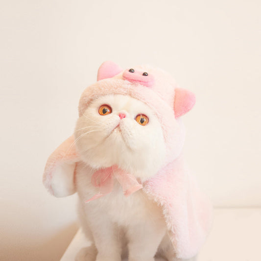 JMT-994122 Cozy Pink Cat Cloak for Autumn and Winter - Casual Style for Kittens and Adult Cats