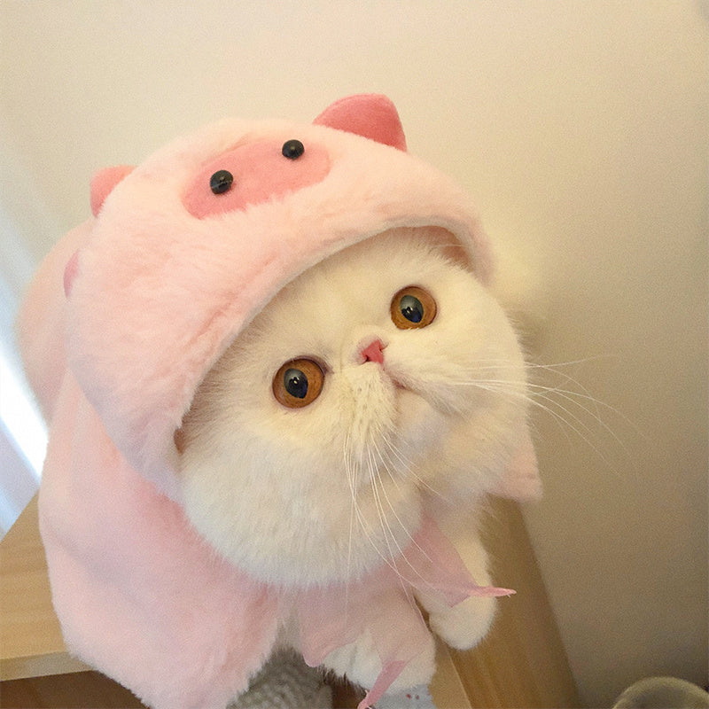 JMT-994122 Cozy Pink Cat Cloak for Autumn and Winter - Casual Style for Kittens and Adult Cats